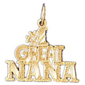 Dazzlers Jewelry Number One Great Nana Pendant Necklace Charm Bracelet in Yellow, White or Rose Gol…