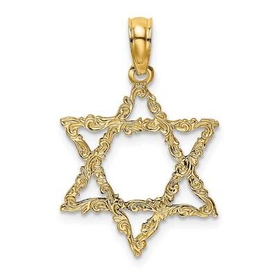 Star of David Charm 14k Gold K8355, MPN: K8355, 637218016181