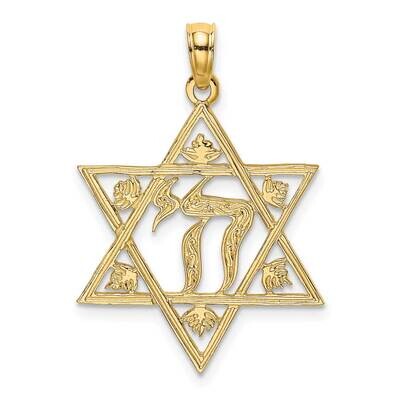 Star of David Charm 14k Gold Textured K8359, MPN: K8359, 637218016259