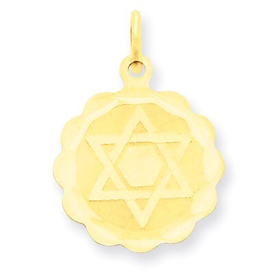 Star of David Disc Charm 14k Gold Solid XR416, MPN: XR416, 886774132105