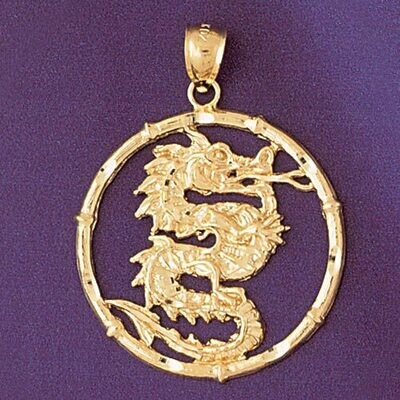 Dazzlers Jewelry Dragon Chinese Zodiac Pendant Necklace Charm Bracelet in Yellow, White or Rose Gol…