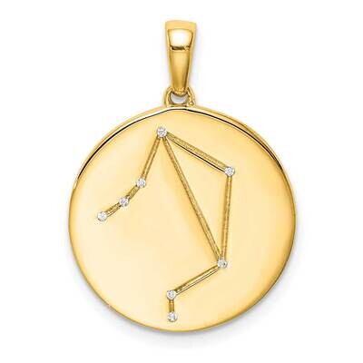 Gold-Plated &amp; Cz Libra Zodiac Pendant Sterling Silver QC9736GP, MPN: QC9736GP, 883957721156