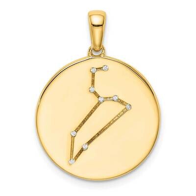 Gold-Plated &amp; Cz Leo Zodiac Pendant Sterling Silver QC9734GP, MPN: QC9734GP, 883957313474