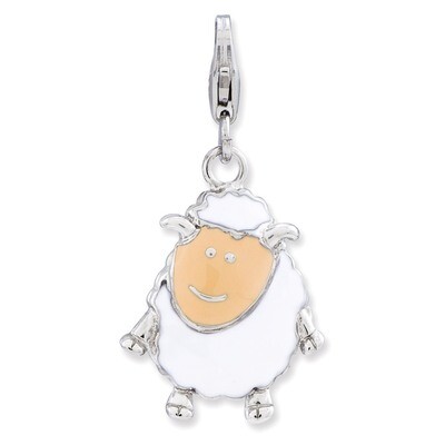 3-D Sheep Charm Sterling Silver Enameled QCC737 by Amore La Vita, MPN: QCC737, 886774234724