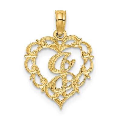 J Script Initial In Heart Charm 14k Gold K6424J, MPN: K6424J, 637218007585