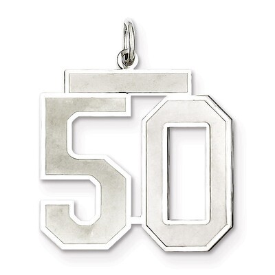 Pendant Number 50 Satin Sterling Silver Large QPP50, MPN: QPP50, 191101281891