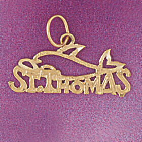 Dazzlers Jewelry Saint Thomas Hawaii Pendant Necklace Charm Bracelet in Yellow, White or Rose Gold …
