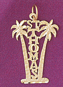 Dazzlers Jewelry Saint Thomas Hawaii Pendant Necklace Charm Bracelet in Yellow, White or Rose Gold …