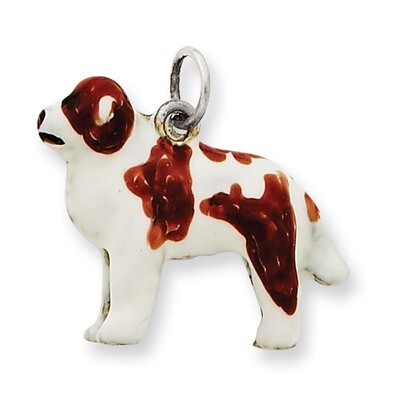Saint Bernard Charm Sterling Silver Enameled QC6414, MPN: QC6414, 886774373355