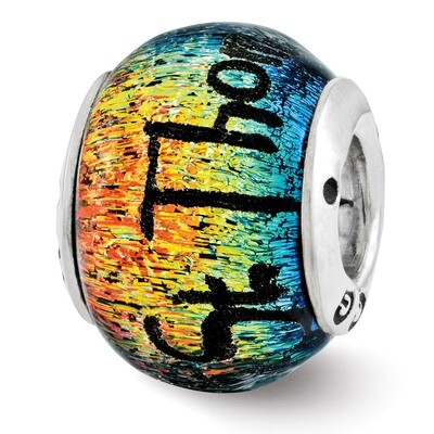 Saint Thomas Orange Dichroic Glass Bead - Sterling Silver QRS3123, MPN: QRS3123, 886774967899