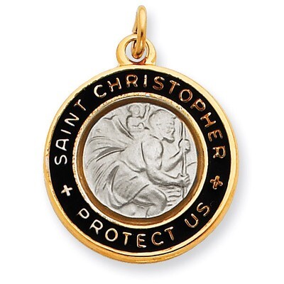 18k plated Epoxy Saint Christopher Charm Sterling Silver QC5604, MPN: QC5604, 883957217024