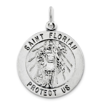 Saint Florian Medal Sterling Silver QC466, MPN: QC466, 883957524863