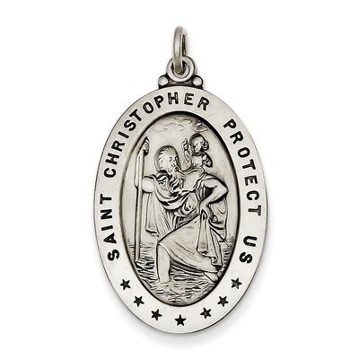 Saint Christopher Medal Sterling Silver QC447, MPN: QC447, 886774583273