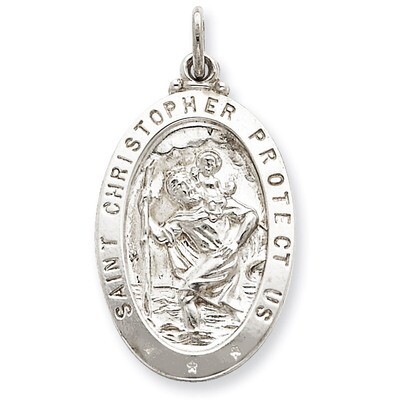 Saint Christopher Medal Sterling Silver QC5619, MPN: QC5619, 886774583242