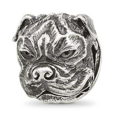 Antiqued Bulldog Hinged Bead Sterling Silver QRS4311, MPN: QRS4311,