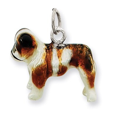 Bulldog Charm Sterling Silver Enameled QC6373, MPN: QC6373, 886774373898