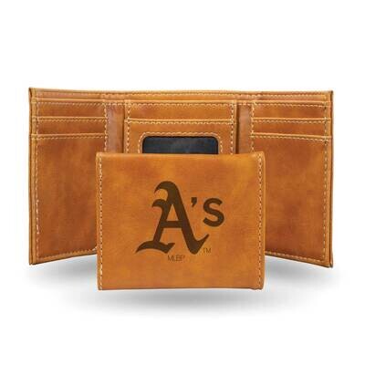 MLB Oakland Athletics Brown Faux Leather Trifold Wallet GC7663, MPN: GC7663, 767345898395