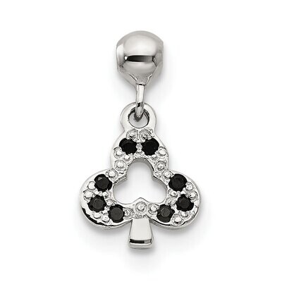 Black CZ Diamond Dangle Club Charm Sterling Silver Mio Memento QMM184, MPN: QMM184,