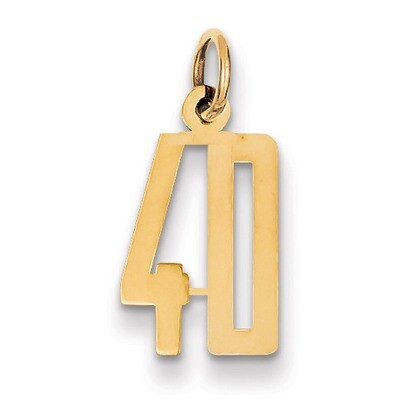 Number 40 Charm 14k Gold Small Polished Elongated LES40, MPN: LES40, 883957132617