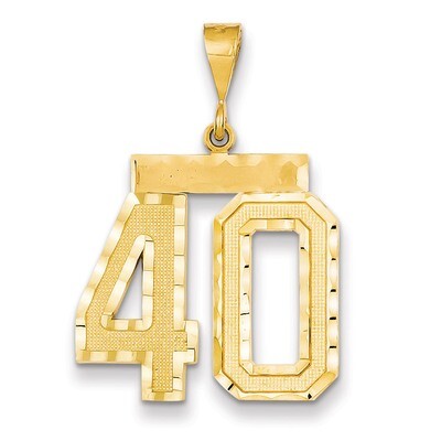 Number 40 Charm 14k Gold Large Diamond-cut LN40, MPN: LN40, 883957122311