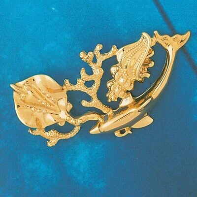 Dazzlers Jewelry Dolphin Slide Pendant Necklace Charm Bracelet in Yellow, White or Rose Gold 40, MP…
