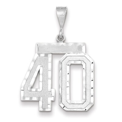 Number 40 Charm 14k white Gold Large Diamond -cut WLN40, MPN: WLN40, 883957123691