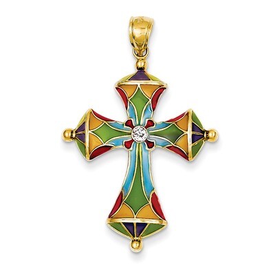 Multi Color Acrylic Cross Pendant 14k Gold C4486, MPN: C4486, 637218145379