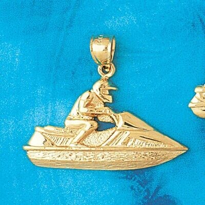 Dazzlers Jewelry Jet Ski Waverunner Pendant Necklace Charm Bracelet in Yellow, White or Rose Gold 1…