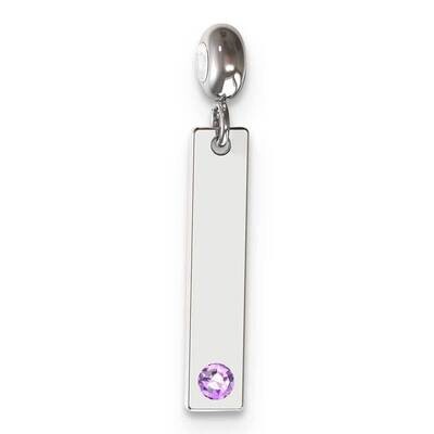 Memi June Swarovski Crystal Bar Charm Sterling Silver Rhodium-plated ME100JUN-SS, MPN: ME100JUN-SS,