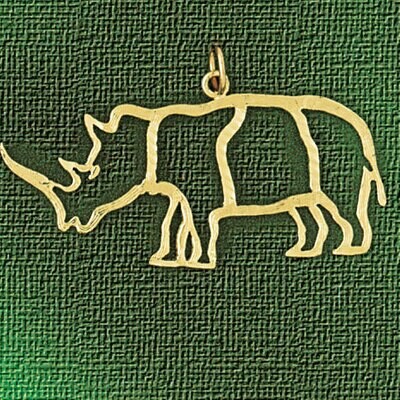 Dazzlers Jewelry Rhino Pendant Necklace Charm Bracelet in Yellow, White or Rose Gold 2602, MPN: DZ-…