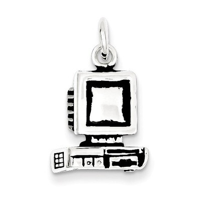 Computer Charm Antiqued Sterling Silver QC7753, MPN: QC7753, 191101463532