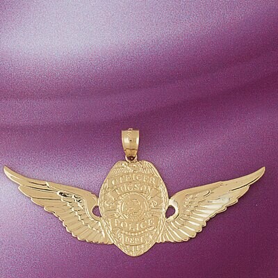 Dazzlers Jewelry Police Badge Officer Tucson Pendant Necklace Charm Bracelet in Yellow, White or Ro…