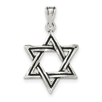 Star of David Pendant Sterling Silver Antiqued QC8455, MPN: QC8455, 886774762913