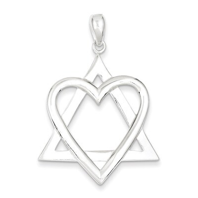 Star of David Heart Pendant Sterling Silver QC4440, MPN: QC4440, 883957911069