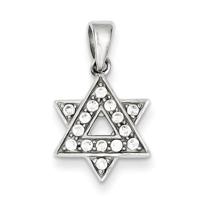 Star of David Pendant Sterling Silver Diamond QC5944, MPN: QC5944, 883957913667