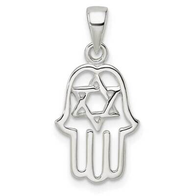 Chamseh with Star of David Pendant Sterling Silver Polished QC11226, MPN: QC11226, 191101769269