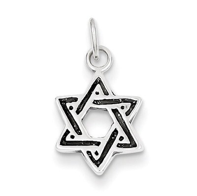 Star of David Charm Antiqued Sterling Silver QC3686, MPN: QC3686, 883957267111
