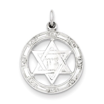 Star of David Disc Charm Sterling Silver QC5956, MPN: QC5956, 191101184635