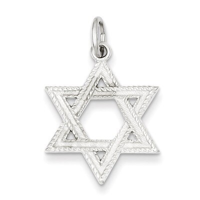 Star of David Charm Sterling Silver Satin QC5943, MPN: QC5943, 191101184581