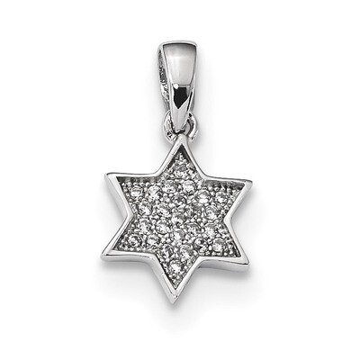 CZ Diamond Star of David Pendant Sterling Silver Rhodium-plated QC9166, MPN: QC9166, 886774033907