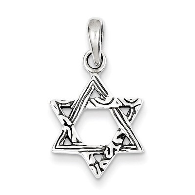 Star of David Charm Antiqued Sterling Silver QC4435, MPN: QC4435, 883957278636