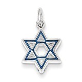 Blue Star of David Charm Sterling Silver Enameled QC3685, MPN: QC3685, 886774108803