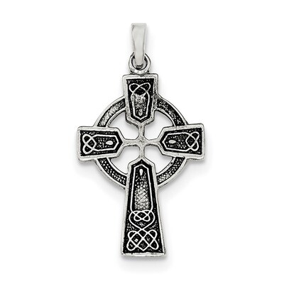 Celtic Cross Pendant Sterling Silver Polished and Antiqued QC8191, MPN: QC8191, 191101361067