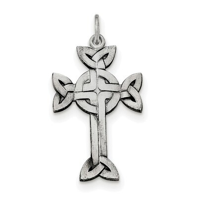 Textured and Brushed Celtic Cross Pendant Sterling Silver Antiqued QC8189, MPN: QC8189, 191101366789