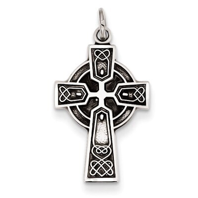 Satin Celtic Cross Pendant Antiqued Sterling Silver QC7303, MPN: QC7303, 883957559100