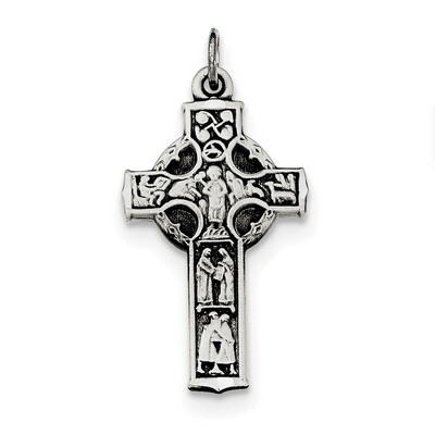 Celtic Cross with Biblical Figures Sterling Silver Antiqued QC8186, MPN: QC8186, 191101455995