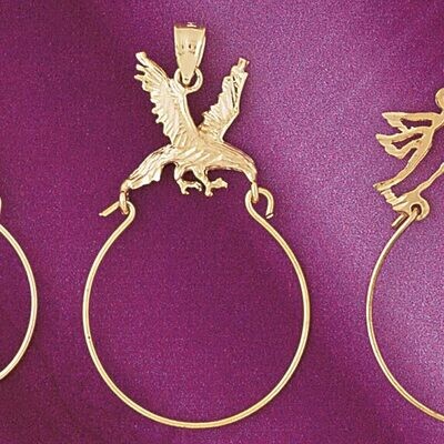 Dazzlers Jewelry Eagle Holder Pendant Necklace Charm Bracelet in Yellow, White or Rose Gold 4239, M…