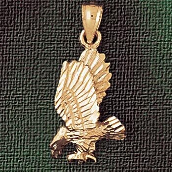 Dazzlers Jewelry Flying Eagle Pendant Necklace Charm Bracelet in Yellow, White or Rose Gold 2860, M…