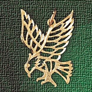 Dazzlers Jewelry Flying Eagle Pendant Necklace Charm Bracelet in Yellow, White or Rose Gold 2861, M…