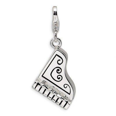 3-D Enameled Grand Piano Charm Sterling Silver QCC287 by Amore La Vita, MPN: QCC287, 883957332444